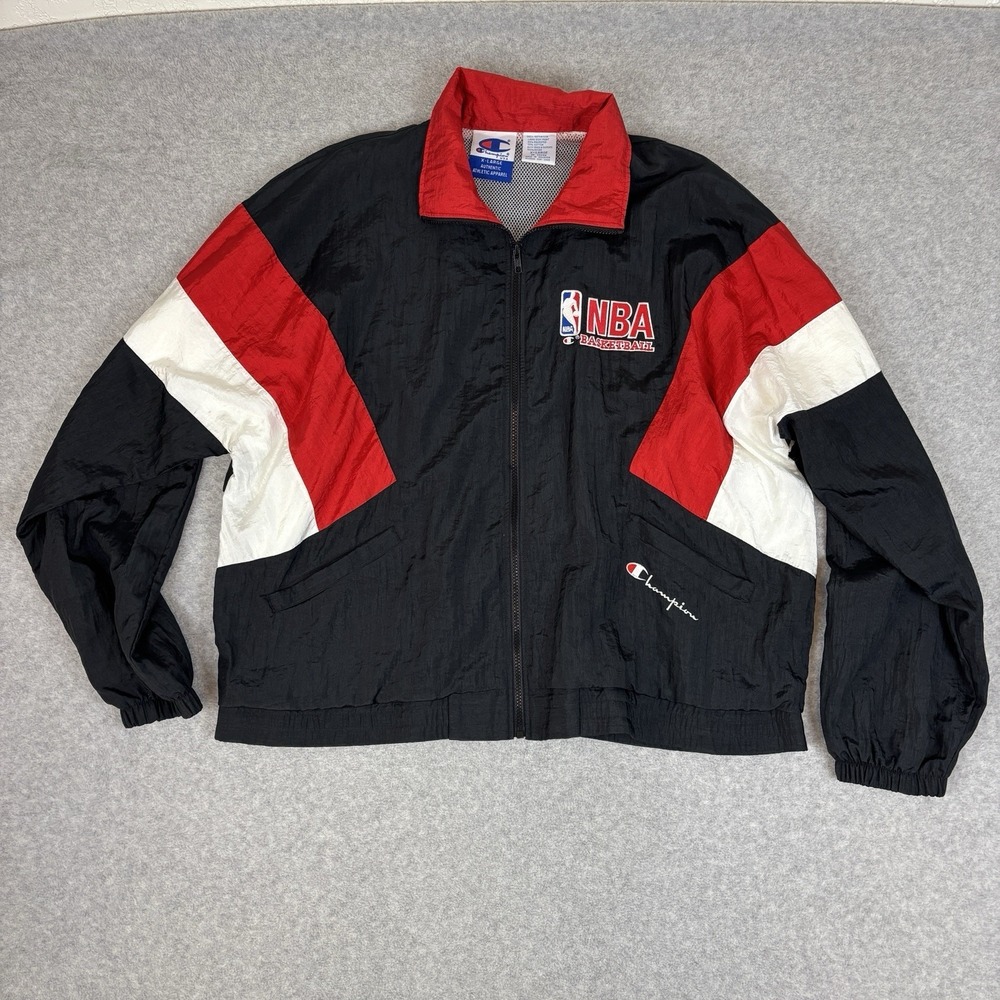 VINTAGE NBA Basketball Champion Track Windbreaker Jacket Size XL Nylon RARE